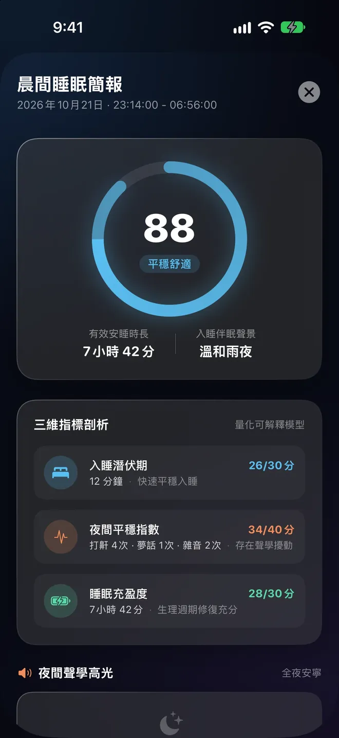 Morning sleep report